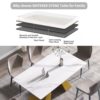 63" Modern Artificial Stone Straight Edge Golden Metal Leg Dining Table - White / Gold - Image 7