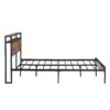 Full Size Metal Platform Bed Frame With Wooden Headboard And Footboard With USB Liner, No Box Spring Needed, Large Under Bed Storage - Brown - Image 6