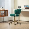 Velvet Home Office Desk Chair, Modern Cute Computer Chair, Wheels Swivel Height Adjustable Task Chair - Emerald - Image 10
