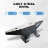 66Lbs Cast Steel Anvil, High Hardness Rugged Round Horn Anvil smith, Large Countertop And Stable Base, With Round And Square Hole, Metalsmith Tool For Bending And Shaping - Black - Image 4