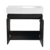 Modern 24" Bathroom Vanity With Ceramic Basin, Wall Mounted Sink Combo Cabinet - Black - Image 11