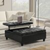Harrison - Large Square Coffee Table Storage Ottoman - Black - Image 4