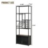82.7" Industrial Standing Wine Rack With Glass Rack Tall Freestanding Floor Bar Cabinet - Walnut / Black - Image 5