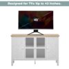 Retro TV Stand For TVs Up To 43", Entertainment Center Media Console Cabinet With 3 Spacious Cabinets, Glass Cabinet Doors And Anti-Tip Device For Living Room - White - Image 9