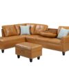 Irine - Faux Leather Sectional Sofa With Ottoman - Ginger - Image 2
