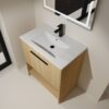 Modern 30" Bathroom Vanity With Ceramic Sink, Freestanding Cabinet, 2 Soft Closing Doors - Oak - Image 7