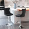 Swivel Velvet Barstools Adjusatble Seat Height From 25-33", Modern Upholstered Chrome Base Bar Stools With Backs Comfortable Tufted For Home Pub And Kitchen Island (Set of 2) - Black - Image 14