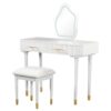 Modern Vanity Table Set With Mirror Touch Screen Lighted Mirror, Dressing Table And Cushioned Stool Set With 2 Large Drawers - White - Image 10