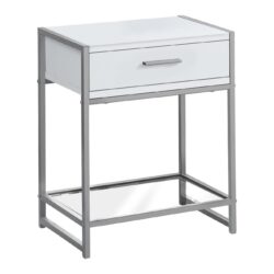 Accent Side Table, Storage Drawer, Contemporary & Modern - White