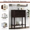 Narrow Console Table, Slim Sofa Table With Three Storage Drawers And Bottom Shelf For Living Room, Easy Assembly - Espresso - Image 7