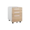 3 Drawer Mobile File Cabinet Under Desk Office, Simple Style Versatile Storage Cabinet For Legal / Letter / A4 Files, 5 Wheel Design Anti-Tilting Cold Rolled Steel Waterproof Moisture-Proof - White / Light Brown - Image 16