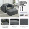 Wide Modern Oversized Armchair With Ottoman Stool, Single Sofa With Lumbar Support, Accent Chair, Reading Chair For Bedroom, Living Room - Dark Gray - Image 7