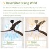 Ceiling Fan, Indoor Outdoor Ceiling Fan With Light With Remote Control, Noiseless Reversible Motor, 6 Speed, 3 Color, For Patio Living Room, Bedroom, Office, Indoor - Matte Black - Image 15