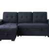 Ashlyn II - Woven Fabric Reversible Sleeper Sectional Sofa With Storage Chaise, Storage Arm, Cup Holder, Charging Ports, Side Pockets, and Pocket Coil Seating - Dark Gray - Image 2