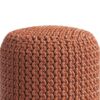 Wynne - Round Knitted Outdoor / Indoor Pouf - Orange - Image 4