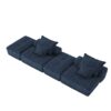 Modern Oversized Modular Sectional Sofa With 2 Ottoman And 2 Seat, Sparkling Chenille Fabric Soft Cushion Sofa With 4 Pillows, 4 Pieces Diy Combination Tufted Sofa, No Assembly Required - Blue - Image 22