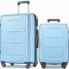 Expanable Spinner Wheel 2 Piece Luggage Set ABS Lightweight Suitcase With Tsa Lock 20" / 28" - Light Blue - Image 2