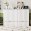 Full Size Murphy Bed With Drawer And A Set Of Sockets & USB Ports, Pulley Structure Design - White - Image 19
