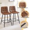 Techno Fabric Bar Chair (Set of 2) Comfortable - Brown / Black - Image 7