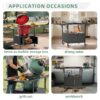 Outdoor Grill Table For Big Egg Style Bbq Metal Grill Cart With 2 Folding Panels Metal - Black - Image 3