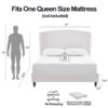 Windsor - Queen Tall Headboard Upholstered Wingback, Premium Textured, Minimalist Designs No Box Spring Needed - Ivory - Image 22