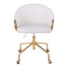 Claire - Contemporary / Glam Task Chair - Gold / White - Image 5