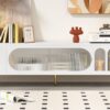 Modern TV Stand For Up To 70" TV, Entertainment Center TV Media Console Table, With 3 Shelves And 2 Cabinets, TV Console Cabinet Furniture For Living Room - White - Image 3