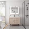 36" X 30" Medicine Cabinet With LED Vanity Mirror, Anti-Fog Recessed Or Surface Mount Bathroom Double Door Large Storage 3000K~6000K Bright Lighted Aluminum Storage Cabinet With Touch Switch - Silver - Image 6