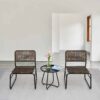Patio Furniture Set 3 Piece Mixture Pattern PE Rattan Steel Frame And Modern Round Table - Brown / Black - Image 15