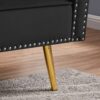 Velvet Tufted Sofa Couch With 2 Pillows And Nailhead Trim - Black - Image 4