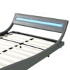Queen Size Upholstered Platform Bed Frame With LED Lighting, Curve Design, Wood Slat Support, No Box Spring Needed - Gray - Image 7