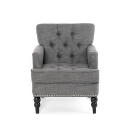 Harrison - Tufted Club Chair With Button Tufting And Nailhead Trim - Charcoal