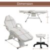 Massage Salon Tattoo Chair With Two Trays Esthetician Bed With Hydraulic Stool, Multi-Purpose 3-Section Facial Bed Table, Adjustable Beauty Barber Spa Beauty Equipment - White - Image 3