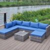 Patio Sofa With Cushions - Blue / Gray - Image 12