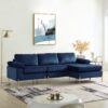 Shannon - Velvet Sectional Sofa With Chaise - Blue - Image 6