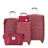 5 Piece Set (20"24"28 +A Travel Bag And A Toiletry Bag), Pp Hardshell Carry On Luggage Set With Tsa Lock Carry On Suitcase Luggage Durable Suitcase - Wine Red - Image 14