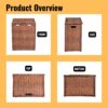 Laundry Hamper With Lid PE Rattan Powder Coating Frame Clothes Hampers With 2 Removable Bags, 100L - Brown - Image 4