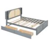 Queen Size Headboard Bed With 2 Drawers And Trundle - Gray - Image 5