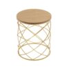 Contemporary Golden Side Table With Top And Metal Frame - Natural / Gold - Image 12