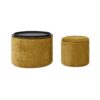 Classic Chenille Storage Ottoman Set With Drum Shaped Stool And Panel - Dark Yellow - Image 11