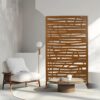 Outdoor & Indoor Metal Privacy Screen 76" H×48" W, Freestanding Decorative Screen For Deck Balcony Patio - Brown - Image 3