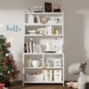 Tall Kitchen Pantry Cabinet With Flip Doors And Pegboard, Anti Tip Steel Storage Hutch - White - Image 3