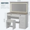 43.3" Makeup Vanity Table, Makeup Table With Large Mirror And LED Light Strip, Brightness Adjustable, Dressing Table Desk With 3 Drawers, Vanity Desk For Women (With Stool) - White - Image 6