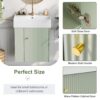 Modern Floating Bathroom Vanity With Ceramic Basin, Perfect For Small Bathrooms, Left Side Storage - Green - Image 4