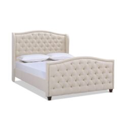 Marcella - Queen Upholstered Shelter Headboard Bed Set - Sky Neutral Beige