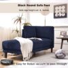 Mid-Century Modern Linen Corner Lounge Chair, Upholstered Indoor Chaise Lounge, Sleeper Sofa Bed - Blue - Image 17