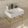 24" Ceramic Console Bathroom Sink With Overflow Basin & Toned Legs - White - Image 2