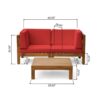 Oana - 3 Piece Love Seat Set With Coffee Table - Red - Image 3
