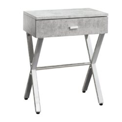 Accent Side Table, Storage Drawer, Convenient Design - Gray