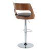 Cecina - Mid-Century Modern Adjustable Height Barstool With Swivel With Oval Footrest (Set of 2) - Chrome / Walnut / Brown - Image 4